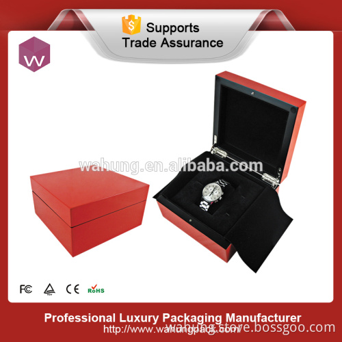 Luxury Red single Watch gift display box, Custom wooden case for brand watch
